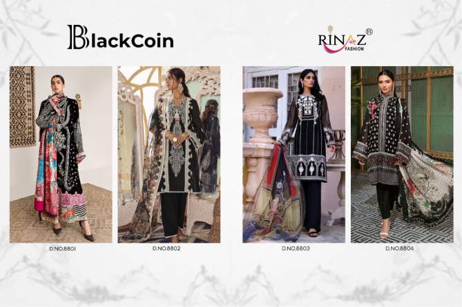 Rinaz Black Coin Festival Wear Cambric Cotton Pakistani Salwar Kameez Collection

